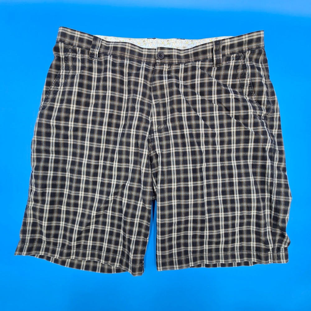 Blue Pronto Uomo Mens 40 Plaid Chino Shorts Black Tan Cotton Check Preppy 10"
